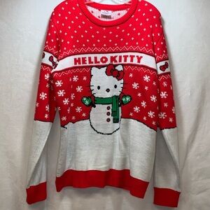 Hello Kitty Snowman Christmas Holiday Party Red/White Sanrio Mens Large *NEW*